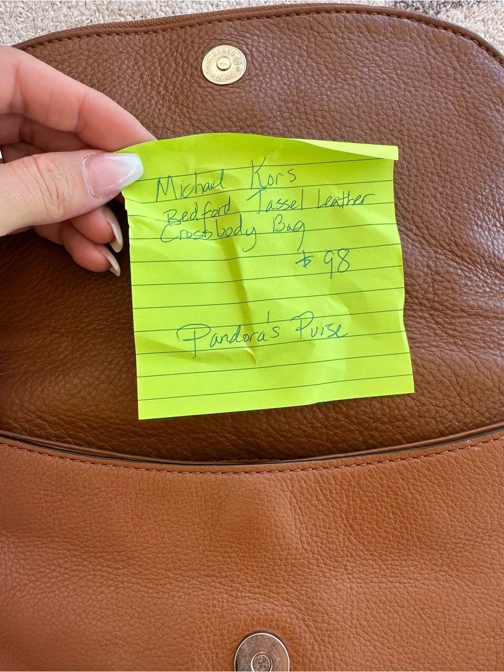 Michael Kors Cognac Leather Tassel Shoulder Bag